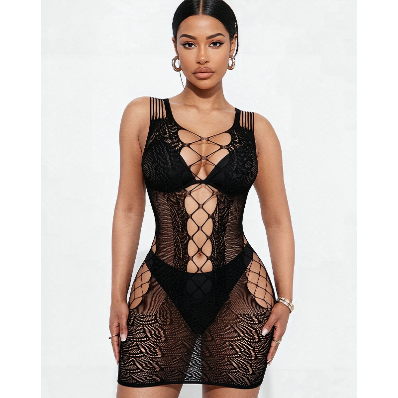 Sexy Mesh Sheer Bodycon Dress - 섹시한 란제리, 여성용 시스루 바디콘 드레스,