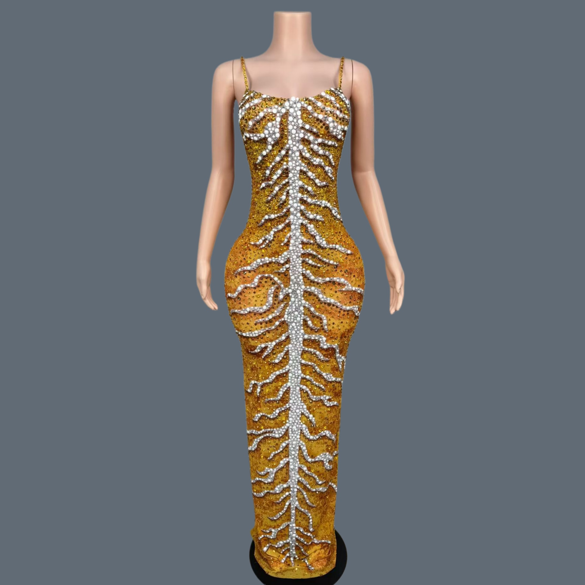 Sparkly Rhinestone Club Party Dress - 럭셔리 라인스톤 반짝이 스판덱스 우아한 롱
